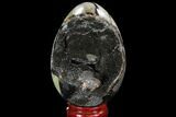 Septarian Dragon Egg Geode - Black Crystals #89583-1